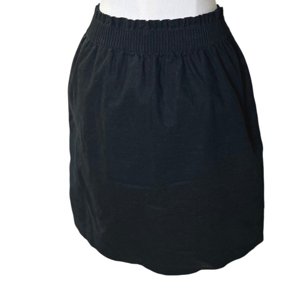 Minimalist‎ Pull On Mini Skirt Linen Cotton Black J.Crew Smocked 2